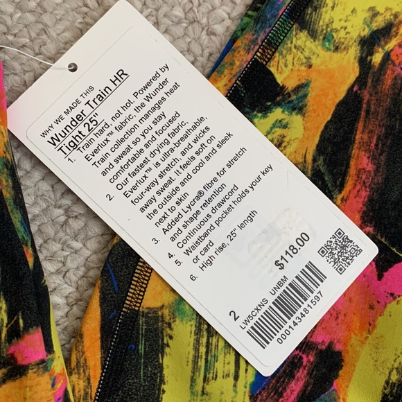 Brand New Lululemon Wunder Train High Rise HR Tight Undertone Rainbow (size 2) - Picture 8 of 8